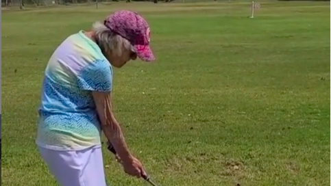 INSPIRATIONAL 103-year-old woman hits balls on driving range